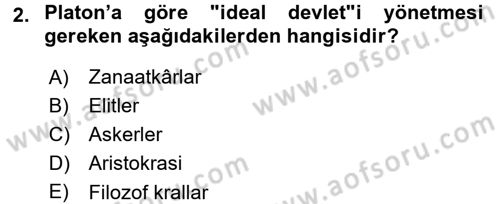 Siyaset Bilimi Dersi 2016 - 2017 Yılı (Vize) Ara Sınavı 2. Soru