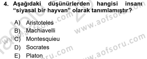 Siyaset Bilimi Dersi Ara Sınavı Deneme Sınav Soruları 4. Soru