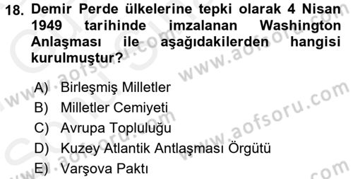 Siyaset Bilimi Dersi 2016 - 2017 Yılı (Final) Dönem Sonu Sınav Soruları 18. Soru