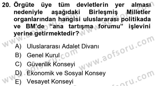 Siyaset Bilimi Dersi 2016 - 2017 Yılı (Final) Dönem Sonu Sınav Soruları 20. Soru