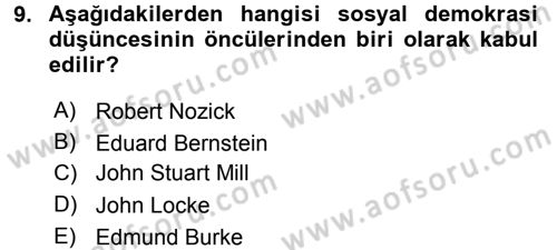 Siyaset Bilimi Dersi 2016 - 2017 Yılı (Final) Dönem Sonu Sınav Soruları 9. Soru
