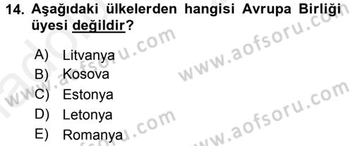 Siyaset Bilimi Dersi 2017 - 2018 Yılı 3 Ders Sınav Soruları 14. Soru