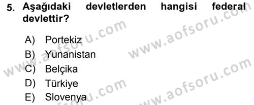 Siyaset Bilimi Dersi 2017 - 2018 Yılı 3 Ders Sınav Soruları 5. Soru