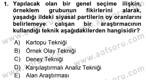 Siyaset Bilimi Dersi 2017 - 2018 Yılı (Vize) Ara Sınav Soruları 1. Soru