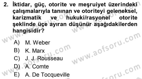 Siyaset Bilimi Dersi Ara Sınavı Deneme Sınav Soruları 2. Soru