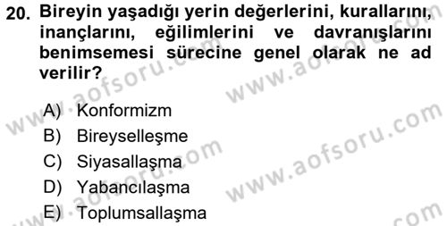 Siyaset Bilimi Dersi Ara Sınavı Deneme Sınav Soruları 20. Soru