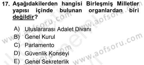 Siyaset Bilimi Dersi 2017 - 2018 Yılı (Final) Dönem Sonu Sınav Soruları 17. Soru
