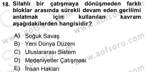 Siyaset Bilimi Dersi 2017 - 2018 Yılı (Final) Dönem Sonu Sınav Soruları 18. Soru