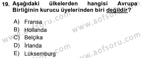 Siyaset Bilimi Dersi 2017 - 2018 Yılı (Final) Dönem Sonu Sınav Soruları 19. Soru