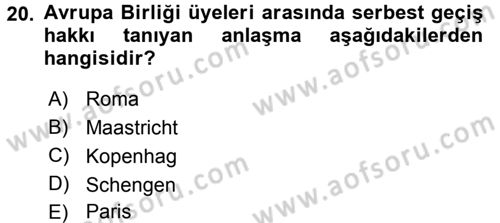 Siyaset Bilimi Dersi 2017 - 2018 Yılı (Final) Dönem Sonu Sınav Soruları 20. Soru