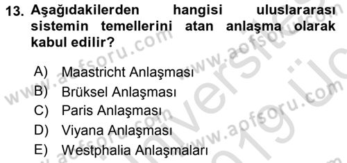 Siyaset Bilimi Dersi 2018 - 2019 Yılı 3 Ders Sınav Soruları 13. Soru