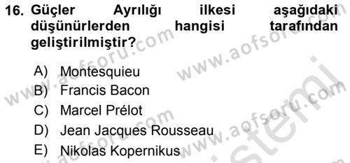 Siyaset Bilimi Dersi 2018 - 2019 Yılı 3 Ders Sınav Soruları 16. Soru