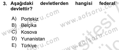 Siyaset Bilimi Dersi 2018 - 2019 Yılı 3 Ders Sınav Soruları 3. Soru