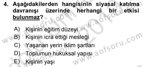 Siyaset Bilimi Dersi 2018 - 2019 Yılı 3 Ders Sınav Soruları 4. Soru