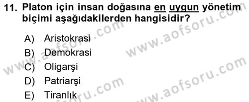 Siyaset Bilimi Dersi 2018 - 2019 Yılı (Vize) Ara Sınav Soruları 11. Soru