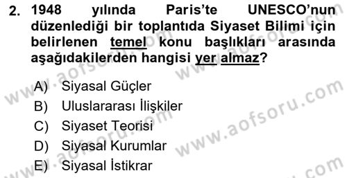 Siyaset Bilimi Dersi Ara Sınavı Deneme Sınav Soruları 2. Soru