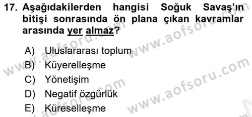 Siyaset Bilimi Dersi 2018 - 2019 Yılı (Final) Dönem Sonu Sınav Soruları 17. Soru