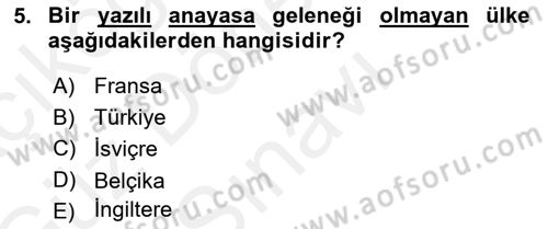 Siyaset Bilimi Dersi 2018 - 2019 Yılı (Final) Dönem Sonu Sınav Soruları 5. Soru