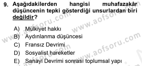 Siyaset Bilimi Dersi 2018 - 2019 Yılı (Final) Dönem Sonu Sınav Soruları 9. Soru