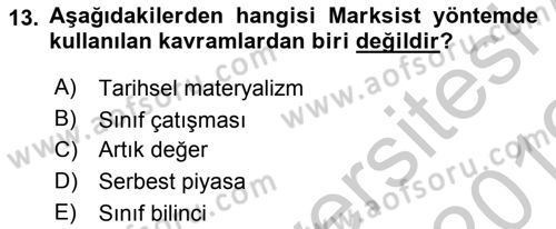 Siyaset Bilimi Dersi 2018 - 2019 Yılı Yaz Okulu Sınav Soruları 13. Soru