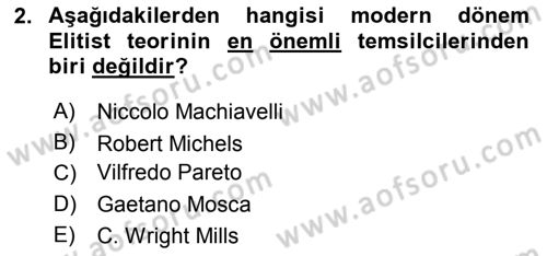 Siyaset Bilimi Dersi 2018 - 2019 Yılı Yaz Okulu Sınav Soruları 2. Soru