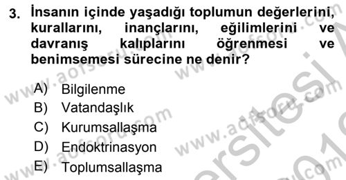Siyaset Bilimi Dersi 2018 - 2019 Yılı Yaz Okulu Sınav Soruları 3. Soru
