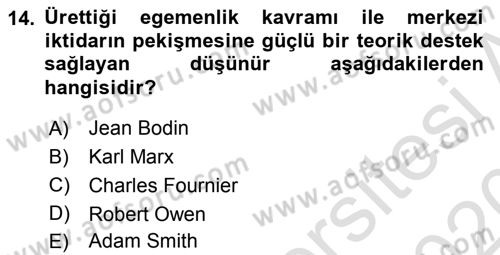 Siyaset Bilimi Dersi 2019 - 2020 Yılı (Vize) Ara Sınav Soruları 14. Soru
