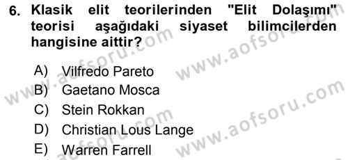 Siyaset Bilimi Dersi 2019 - 2020 Yılı (Vize) Ara Sınav Soruları 6. Soru