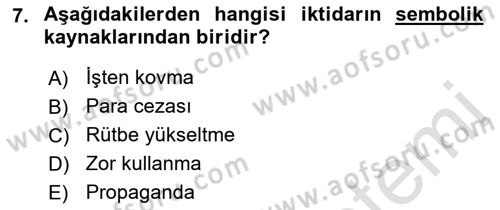 Siyaset Bilimi Dersi 2019 - 2020 Yılı (Vize) Ara Sınav Soruları 7. Soru
