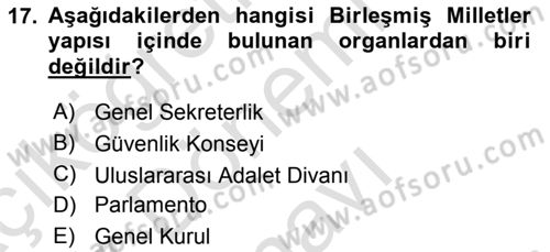 Siyaset Bilimi Dersi 2019 - 2020 Yılı (Final) Dönem Sonu Sınav Soruları 17. Soru
