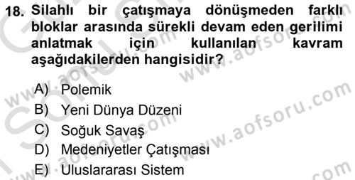 Siyaset Bilimi Dersi 2019 - 2020 Yılı (Final) Dönem Sonu Sınav Soruları 18. Soru
