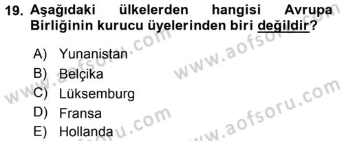 Siyaset Bilimi Dersi 2019 - 2020 Yılı (Final) Dönem Sonu Sınav Soruları 19. Soru