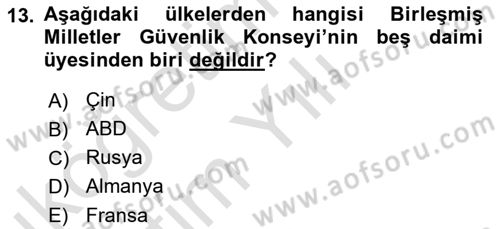 Siyaset Bilimi Dersi 2021 - 2022 Yılı Yaz Okulu Sınav Soruları 13. Soru