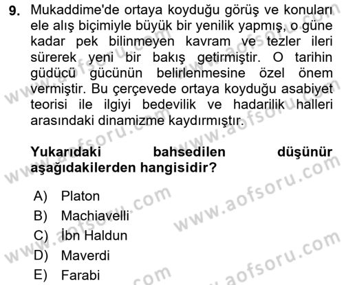 Siyaset Bilimi Dersi 2021 - 2022 Yılı Yaz Okulu Sınav Soruları 9. Soru