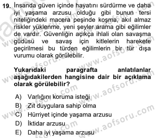 Siyaset Bilimi Dersi Ara Sınavı Deneme Sınav Soruları 19. Soru