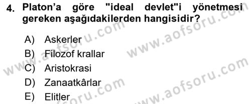 Siyaset Bilimi Dersi Ara Sınavı Deneme Sınav Soruları 4. Soru