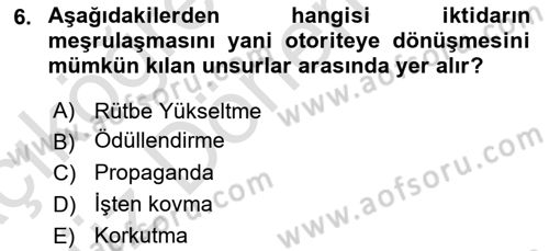 Siyaset Bilimi Dersi 2022 - 2023 Yılı (Vize) Ara Sınav Soruları 6. Soru