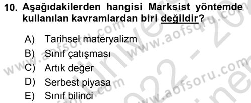 Siyaset Bilimi Dersi 2022 - 2023 Yılı (Final) Dönem Sonu Sınav Soruları 10. Soru