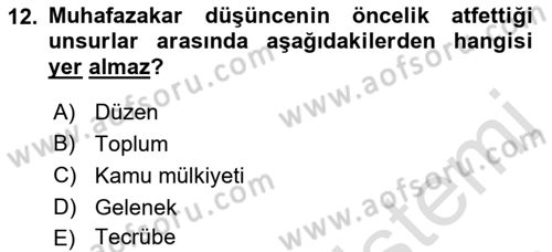 Siyaset Bilimi Dersi 2022 - 2023 Yılı (Final) Dönem Sonu Sınav Soruları 12. Soru