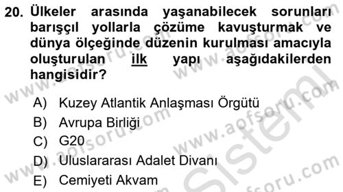 Siyaset Bilimi Dersi 2022 - 2023 Yılı (Final) Dönem Sonu Sınav Soruları 20. Soru