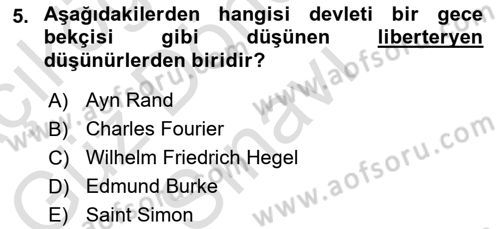 Siyaset Bilimi Dersi 2022 - 2023 Yılı (Final) Dönem Sonu Sınav Soruları 5. Soru