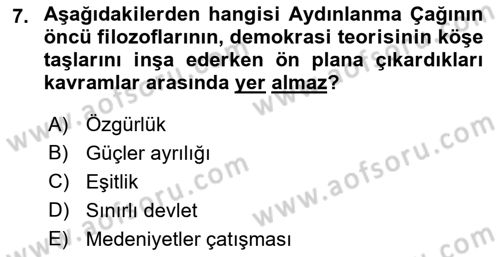 Siyaset Bilimi Dersi 2022 - 2023 Yılı (Final) Dönem Sonu Sınav Soruları 7. Soru
