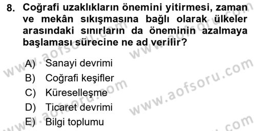 Siyaset Bilimi Dersi 2023 - 2024 Yılı (Vize) Ara Sınavı 8. Soru