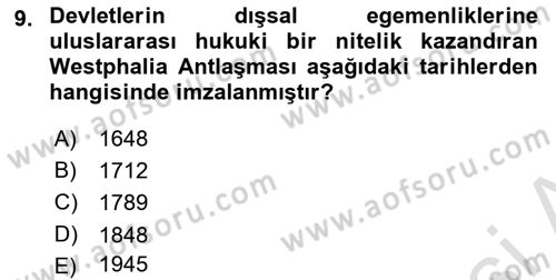 Siyaset Bilimi Dersi 2023 - 2024 Yılı (Vize) Ara Sınavı 9. Soru