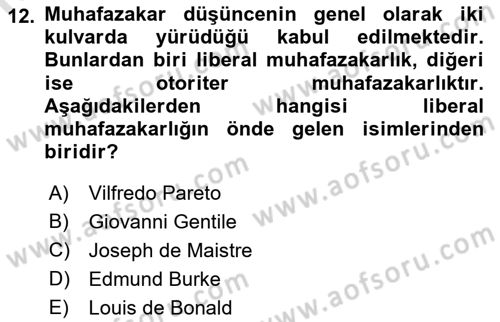 Siyaset Bilimi Dersi 2023 - 2024 Yılı (Final) Dönem Sonu Sınav Soruları 12. Soru