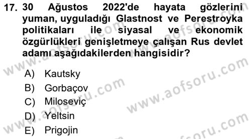 Siyaset Bilimi Dersi 2023 - 2024 Yılı (Final) Dönem Sonu Sınav Soruları 17. Soru
