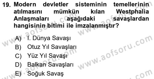 Siyaset Bilimi Dersi 2023 - 2024 Yılı (Final) Dönem Sonu Sınav Soruları 19. Soru