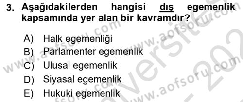 Siyaset Bilimi Dersi 2023 - 2024 Yılı (Final) Dönem Sonu Sınav Soruları 3. Soru