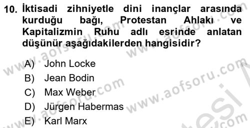 Siyaset Bilimi Dersi 2023 - 2024 Yılı Yaz Okulu Sınav Soruları 10. Soru