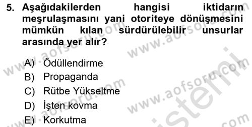 Siyaset Bilimi Dersi 2023 - 2024 Yılı Yaz Okulu Sınav Soruları 5. Soru